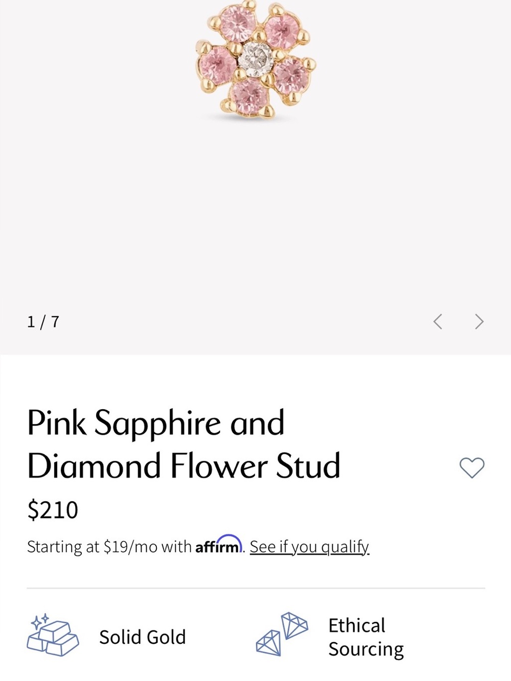 10K Gold Pink Sapphire Flower Stud Earring with Diamond Accent